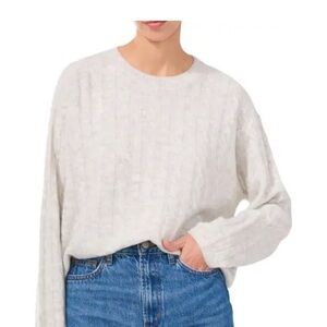 NWT 1.STATE Cable Knit Sweater Silver Heather Size L $99 Retail